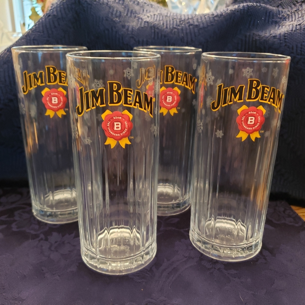 New Set of 7 JIM BEAM  SNOWFLAKES HIGHBALL GLASSES - Picture 9 of 12